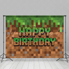 Minecraft Green Brown Video Game Themed Birthday Decorations Backdrop