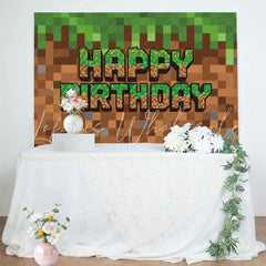 Minecraft Green Brown Video Game Themed Birthday Decorations Backdrop