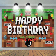 Minecraft Pixel Video Game Happy Birthday Party Backdrop For Boys