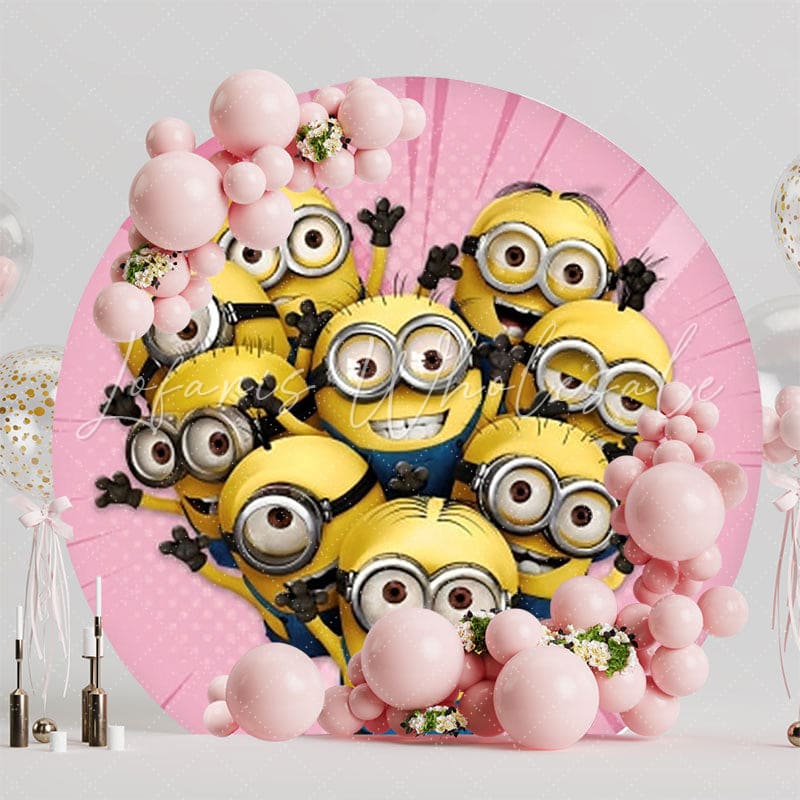 Minions Fun Adventure Round Backdrop For Cartoon Kids Party