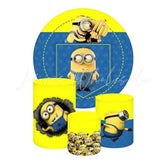 Minions Themed Round Backdrop and Cylinders Kit for Kids Parties