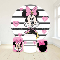 Minnie Birthday Party Round Backdrop Cover Plinth Cylinder Pedestal Cloth Cover