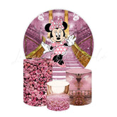 Minnie Disney Themed Round Backdrop and Cylinders Kit for Parties