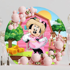 Minnie Mouse Farm Theme Round Backdrop For Country Party Decor