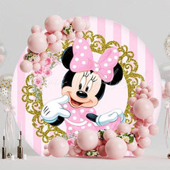 Minnie Mouse Inspired Cartoon Round Backdrop For Special Event