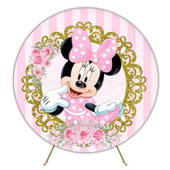 Minnie Mouse Inspired Cartoon Round Backdrop For Special Event