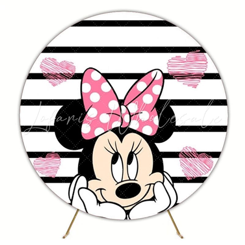 Minnie Mouse Inspired Round Backdrop For Magical Party Decor