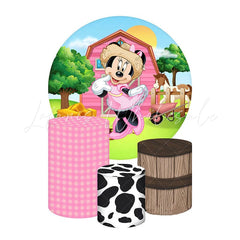 Minnie Mouse Themed Round Backdrop and Cylinder Kit for Occasions