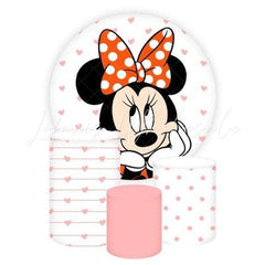 Minnie Mouse Themed Round Backdrop and Cylinders Kit for Birthday