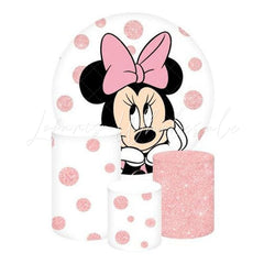 Minnie Mouse Themed Round Backdrop and Cylinders Kit for Birthdays