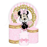 Minnie Mouse Themed Round Backdrop and Cylinders Kit for Parties