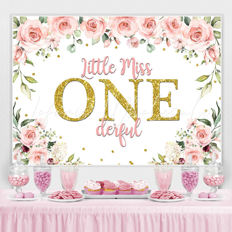 Lofaris Miss Onederful Watercolor Floral 1st Birthday Backdrop