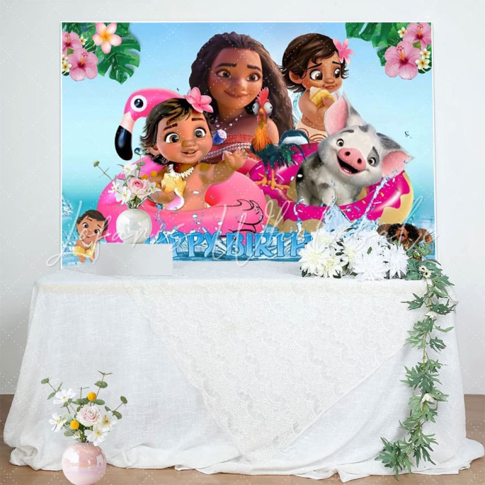 Moana Children Happy Birthday Party Backdrop For Photography