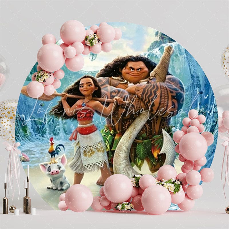 Moana Island Adventure Round Backdrop For Disney Party Theme