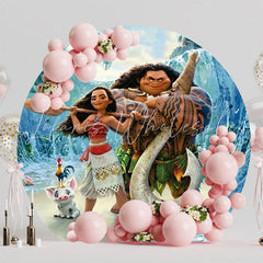 Moana Island Adventure Round Backdrop For Disney Party Theme