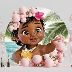 Moana Island Adventure Round Backdrop For Tropical Party Theme