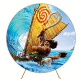 Moana Ocean Adventure Round Backdrop For Tropical Party Theme