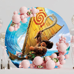 Moana Ocean Adventure Round Backdrop For Tropical Party Theme