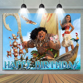 Moana Princess Happy Birthday Party Photo Backdrop For Kids Girls