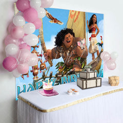 Moana Princess Happy Birthday Party Photo Backdrop For Kids Girls