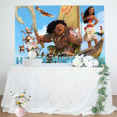 Moana Princess Happy Birthday Party Photo Backdrop For Kids Girls