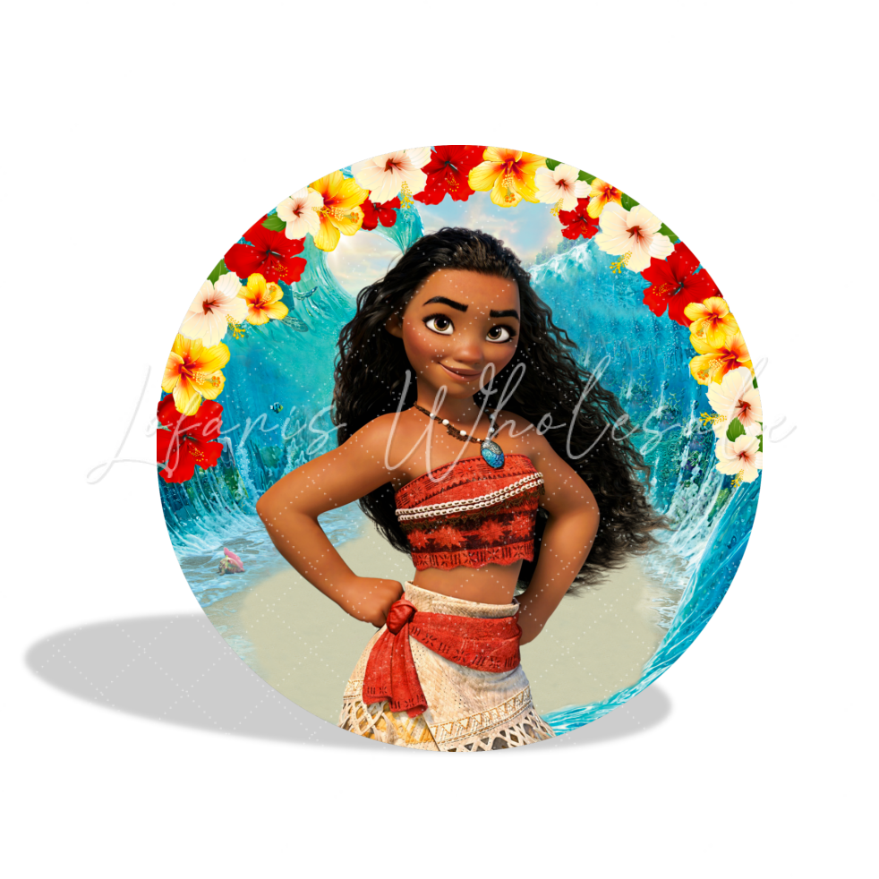 Moana Theme Birthday Party Round Backdrop Cover Plinth Cylinder Pedestal Cloth Cover