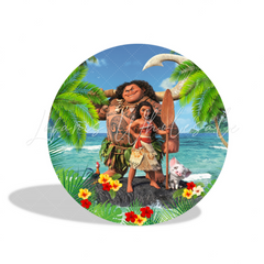 Moana Theme Birthday Party Round Backdrop Cover Plinth Cylinder Pedestal Cover