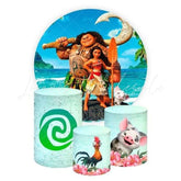 Moana Themed Round Backdrop and Cylinders Kit for Kids Parties