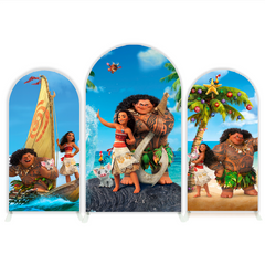 Moana Theme Happy Birthday Party Arch Backdrop Wall Cloth Cover