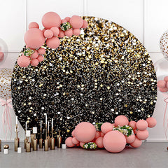 Lofaris Modern Black Gold Bokeh Round Birthday Backdrop