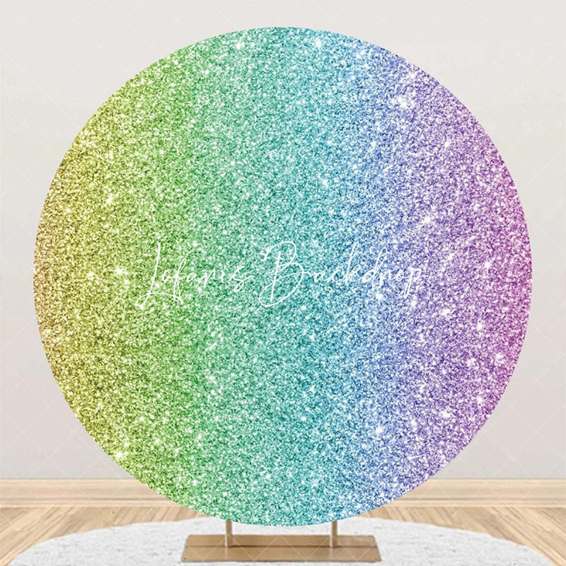 Lofaris Modern Colorful Glitter Round Birthday Backdrop