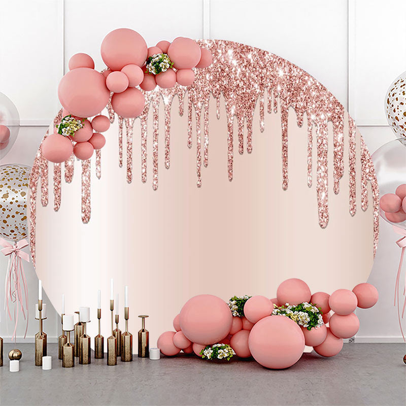 Lofaris Modern Rose Gold Glitter Round Birthday Backdrop