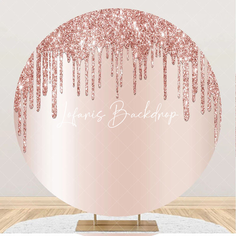 Lofaris Modern Rose Gold Glitter Round Birthday Backdrop