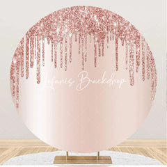 Lofaris Modern Rose Gold Glitter Round Birthday Backdrop