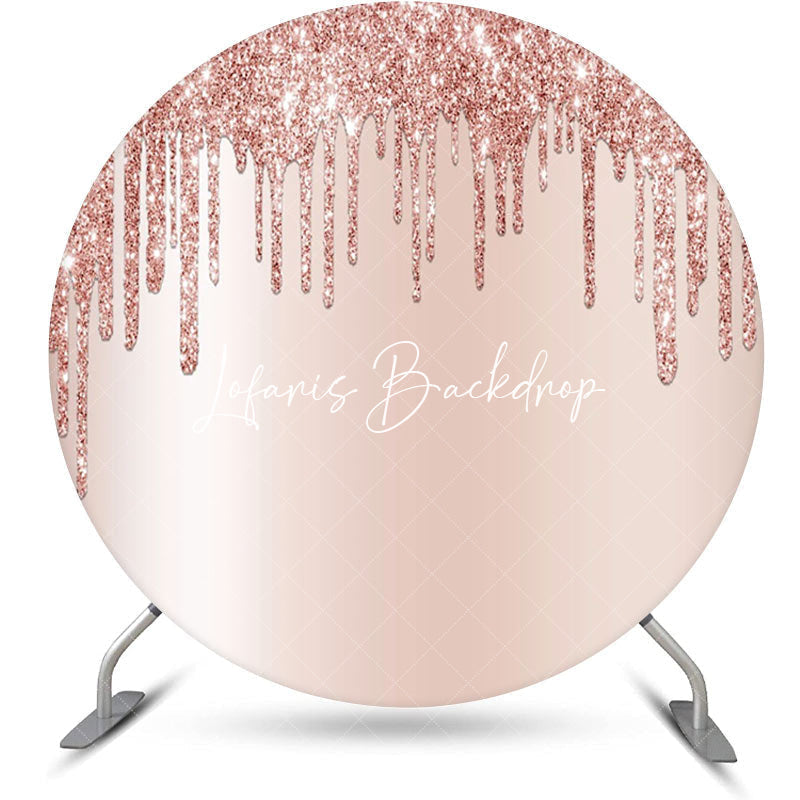 Lofaris Modern Rose Gold Glitter Round Birthday Backdrop