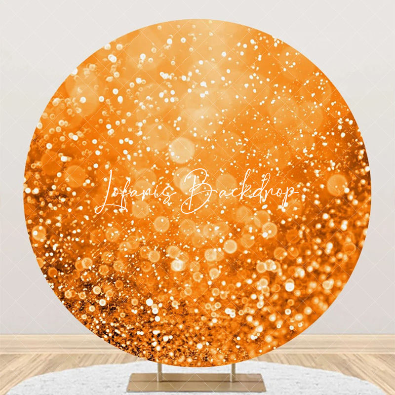 Lofaris Modern Sparkling Orange Round Birthday Backdrop