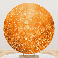Lofaris Modern Sparkling Orange Round Birthday Backdrop