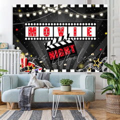Lofaris Moive Night Black Red Lights Party Backdrop for Birthday