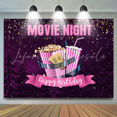 Lofaris Moive Night Purple Sky with Stars Birthday Backdrop