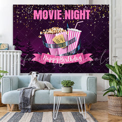 Lofaris Moive Night Purple Sky with Stars Birthday Backdrop