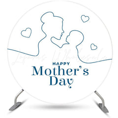 Lofaris Mom Kid Heart Simple Round Mothers Day Backdrop
