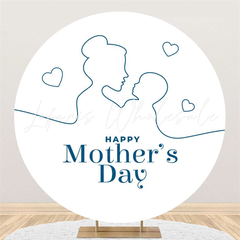 Lofaris Mom Kid Heart Simple Round Mothers Day Backdrop