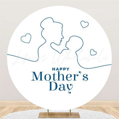 Lofaris Mom Kid Heart Simple Round Mothers Day Backdrop