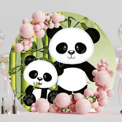 Mommy Panda Round Backdrop for Baby Celebration Event