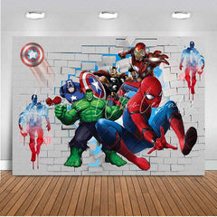Lofaris Cartoon Superhero Spiderman Theme Birthday Backdrop