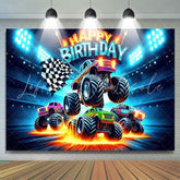 Monster Truck Birthday Backdrop Decorations For Boy