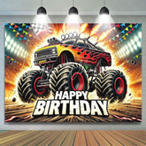 Monster Truck Sports Theme Happy Birthday Party Backdrop For Boys