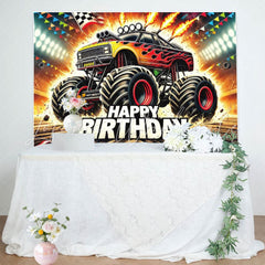 Monster Truck Sports Theme Happy Birthday Party Backdrop For Boys