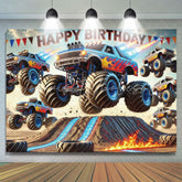 Monster Truck Theme Games Happy Birthday Backdrop For Boys
