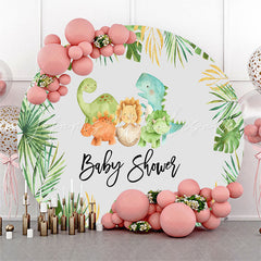 Lofaris Monsteras Cute Dinosaurs Round Backdrop For Baby Shower